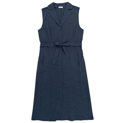 Vestido color navy con cierre de botones desmangado para mujer