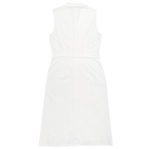 Vestido color blanco con cierre de botones desmangado para mujer