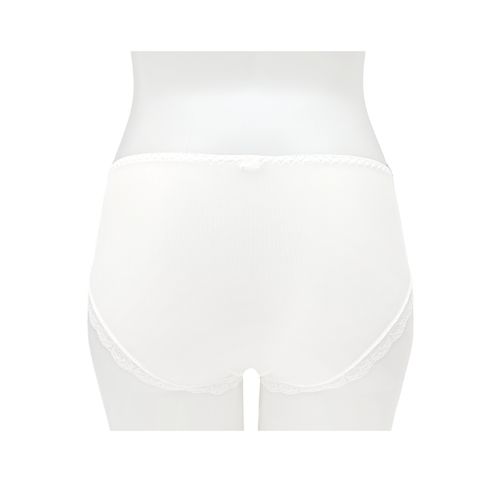 Panty color blanco tipo hípster con detalle de encaje para mujer