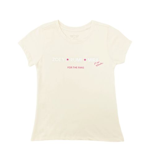 Camiseta color ivory de cuello redondo con mangas cortas para niña