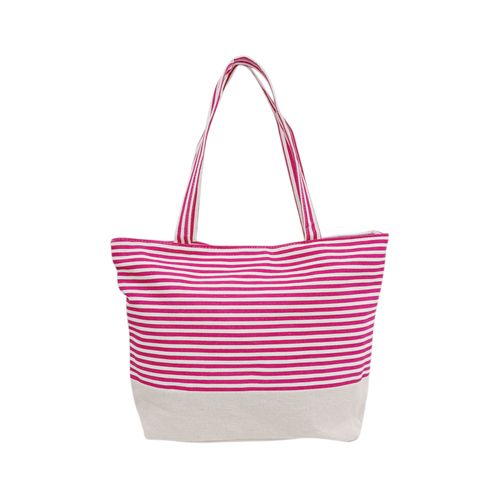 Bolso de playa color fucsia con diseño rayado para mujer
