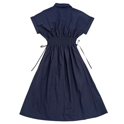 Vestido estilo camisero color navy de mangas cortas para mujer