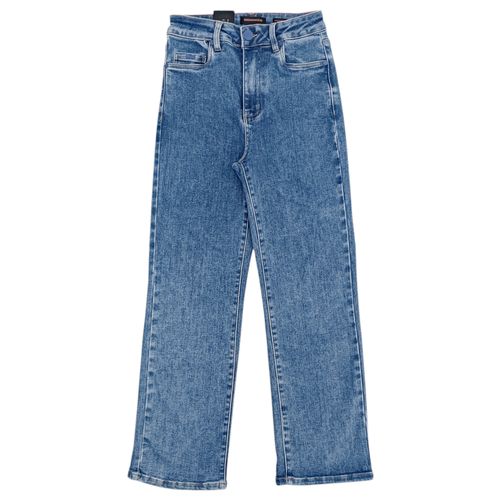 Straight Jeans color azul con diseño lavado para mujer