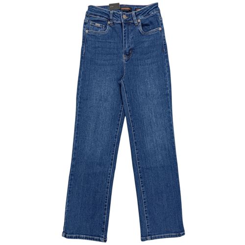 Straight jeans diseño lavado en color azul oscuro para mujer