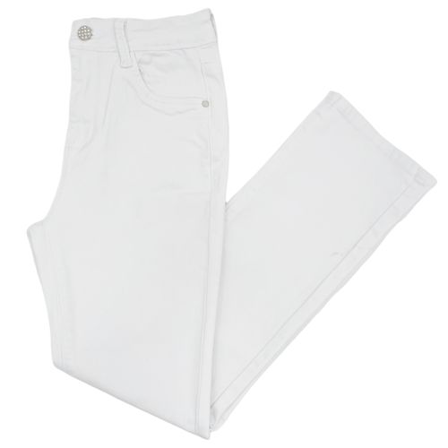 Straight Jeans color blanco con diseño sólido para mujer