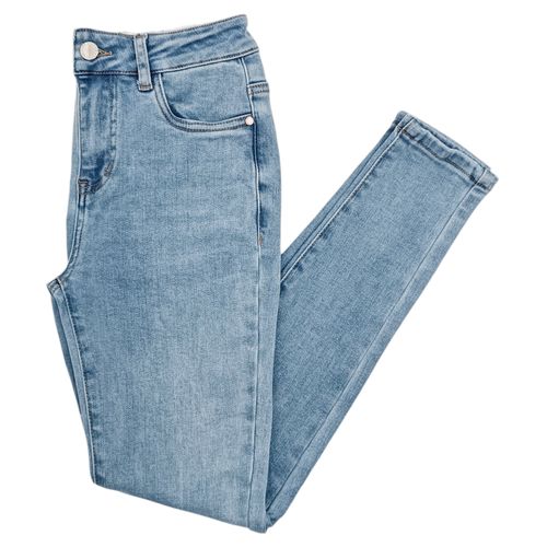 Skinny jeans con diseño lavado color azul claro para mujer