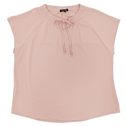 Blusa curvy color rosa de mangas cortas para mujer