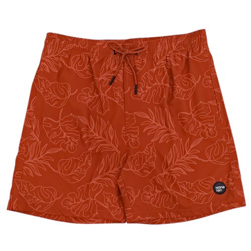 Calzoneta de baño ajustable color rojo con diseño estampado para hombre