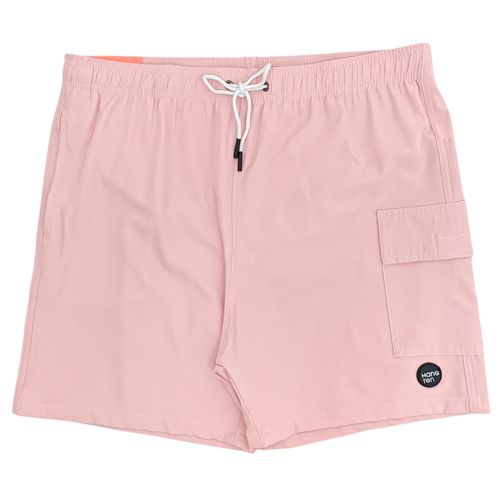 Calzoneta de baño con diseño sólido color rosa para hombre