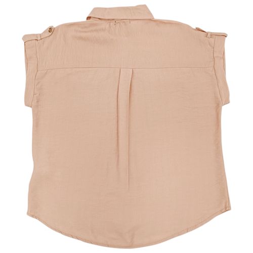 Blusa curvy color beige de cierre de botones para mujer