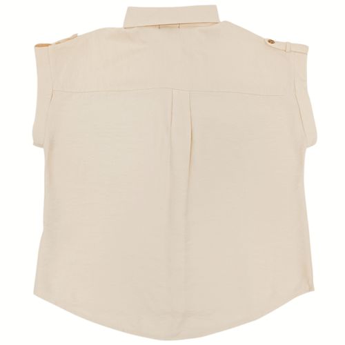 Blusa curvy color beige claro de cierre de botones para mujer