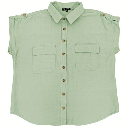 Blusa curvy color verde de cierre de botones para mujer