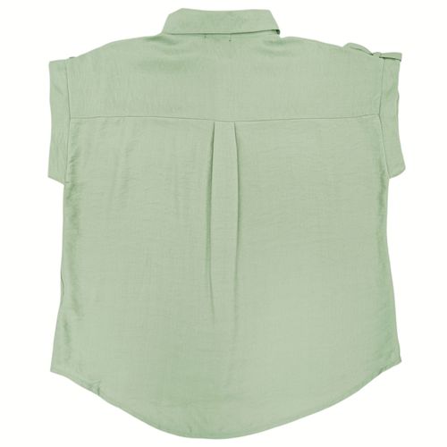 Blusa curvy color verde de cierre de botones para mujer