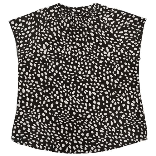 Blusa casual curvy color negro de mangas cortas para mujer