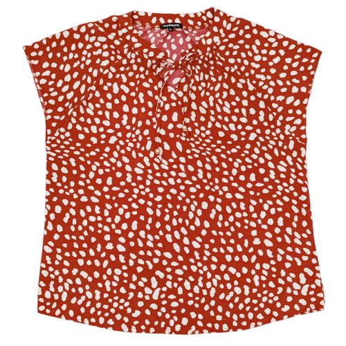Blusa casual curvy color rojo de mangas cortas para mujer