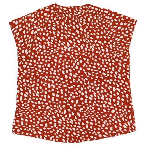 Blusa casual curvy color rojo de mangas cortas para mujer