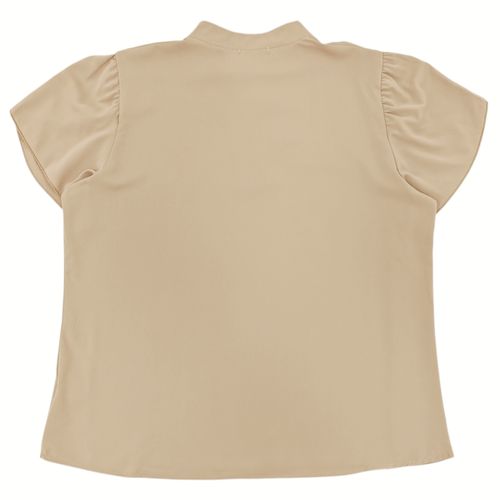 Blusa casual curvy color beige con escote en V para mujer