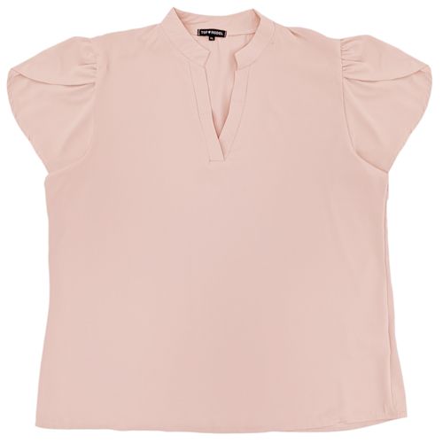 Blusa casual curvy color rosa con escote en V para mujer