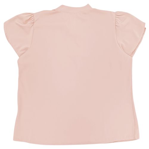 Blusa casual curvy color rosa con escote en V para mujer