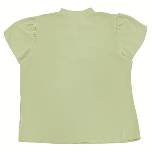 Blusa casual curvy color verde con escote en V para mujer