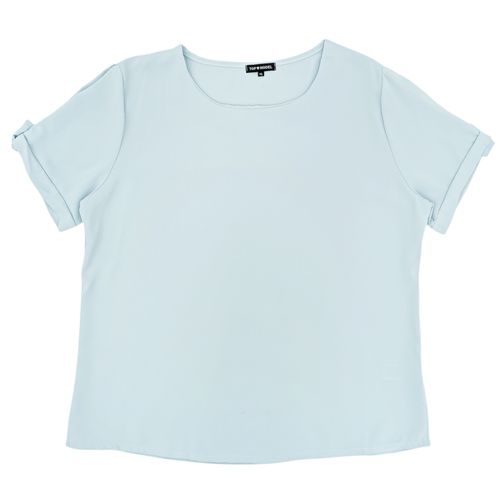 Blusa curvy color celeste casual de cuello redondo para mujer