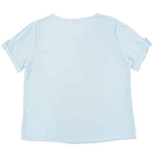 Blusa curvy color celeste casual de cuello redondo para mujer