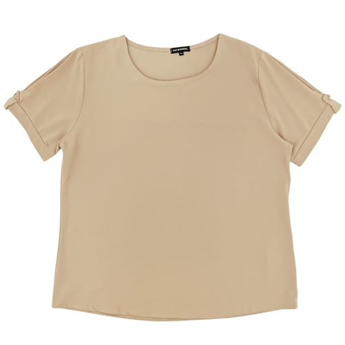 Blusa curvy color beige  casual de cuello redondo para mujer
