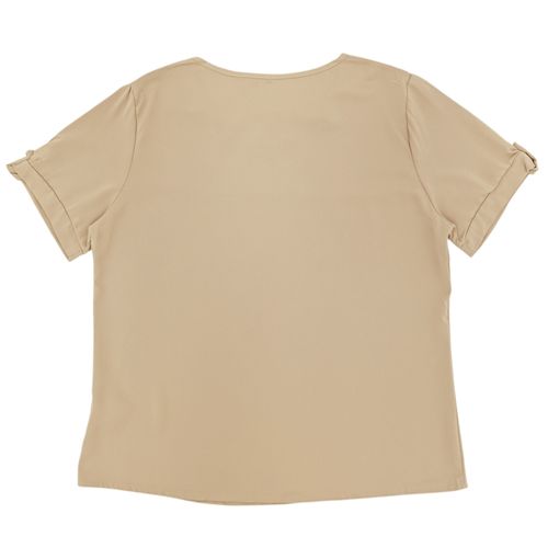Blusa curvy color beige  casual de cuello redondo para mujer
