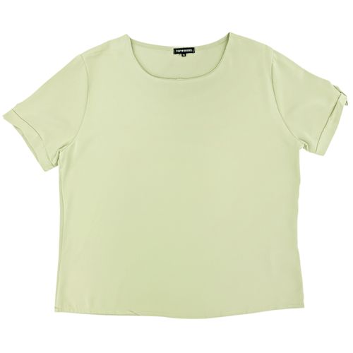 Blusa curvy color verde casual de cuello redondo para mujer