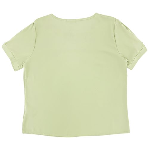 Blusa curvy color verde casual de cuello redondo para mujer