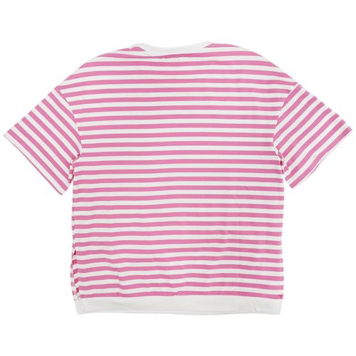 Camiseta de maternidad en color fucsia con detalle de elástico en la parte inferior para mujer