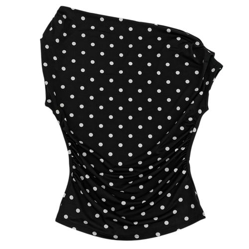 Blusa off shoulder en color negro con detalle de cascada para mujer