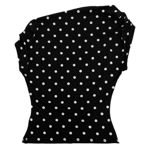 Blusa off shoulder en color negro con detalle de cascada para mujer