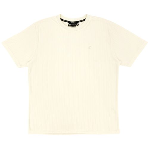 Camiseta color ivory de cuello redondo y diseño con textura para hombre