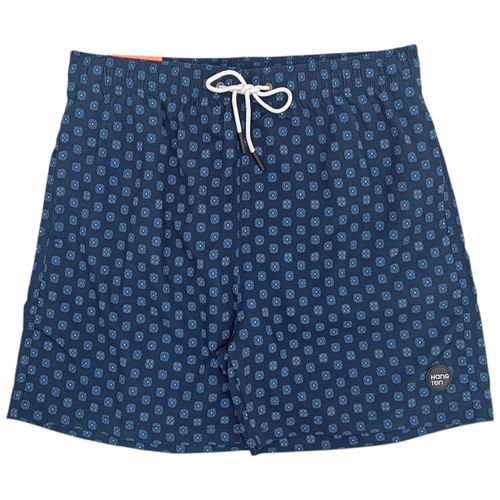 Calzoneta de baño ajustable color azul con diseño estampado para hombre