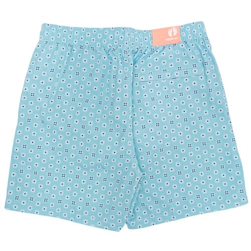 Calzoneta de baño ajustable color celeste con diseño estampado para hombre