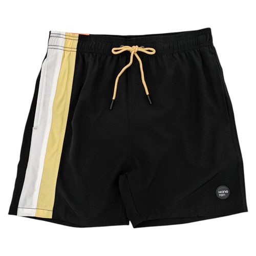 Calzoneta de baño color negro con diseño de líneas bicolor para hombre