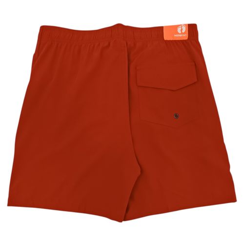 Calzoneta de baño color rojo con diseño de líneas bicolor para hombre