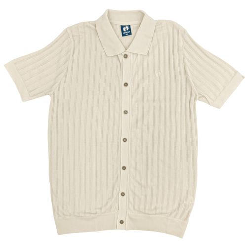 Camisa color ivory de botones diseño con textura para hombre