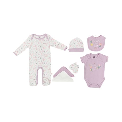 Set de regalo en color lila con estampado floral para bebé niña