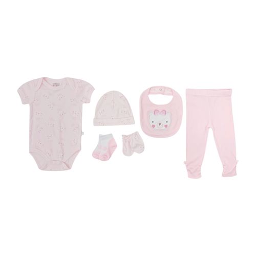 Set de regalo en color rosa con estampado de osos para bebé niña
