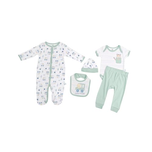 Set de regalo en bicolor con diseño de carros para bebé niño