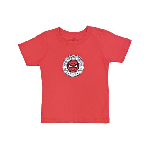 Camiseta color rojo de mangas cortas con estampada de Spider-Man para niño