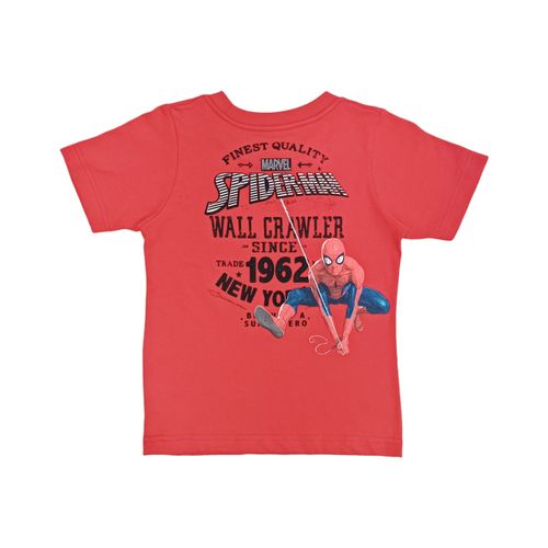 Camiseta color rojo de mangas cortas con estampada de Spider-Man para niño