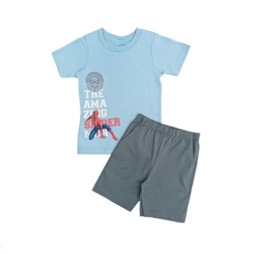 Conjunto de short en bicolor diseño con estampado para niño