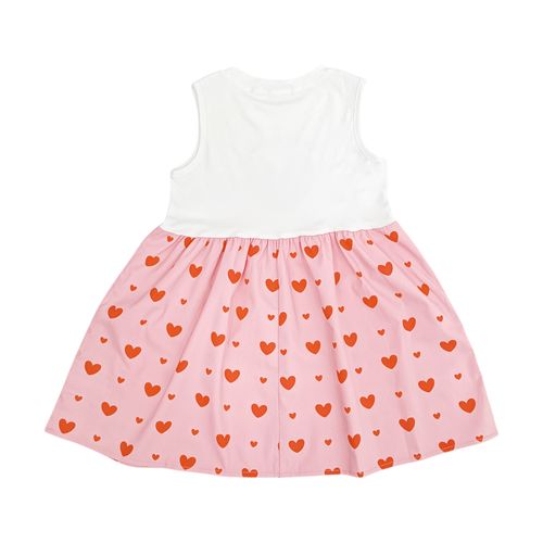 Vestido en bicolor de cuello redondo desmangado para niña