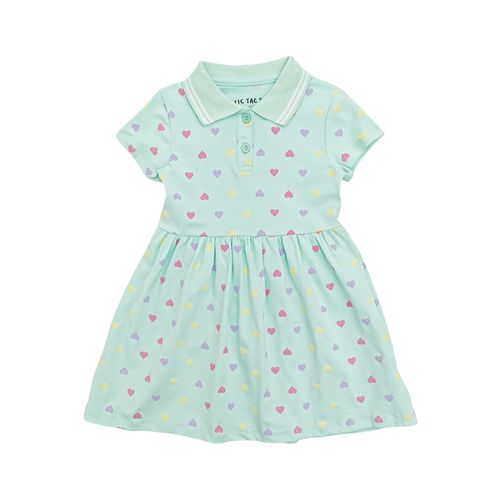 Vestido color celeste de mangas corta con corte holgado para niña