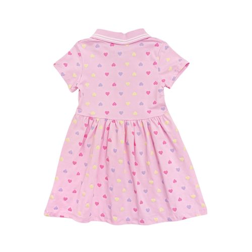 Vestido color rosa de mangas corta con corte holgado para niña