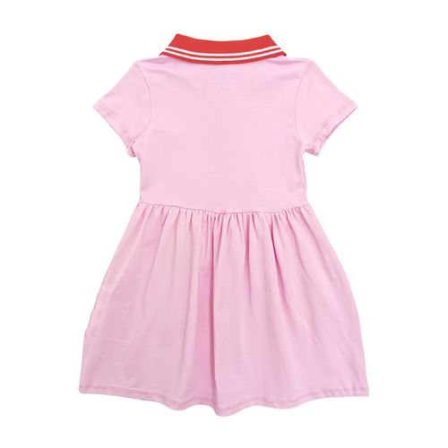 Vestido color rosa con cuello clásico de mangas cortas para niña