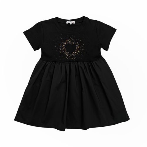 Vestido color negro de manga corta con detalle de corazón para niña